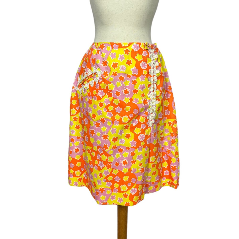 1970s "The Lilly" Pulitzer Skirt | Floral Print | Waist 26" | Vintage